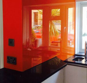 orange glass splashback kent 