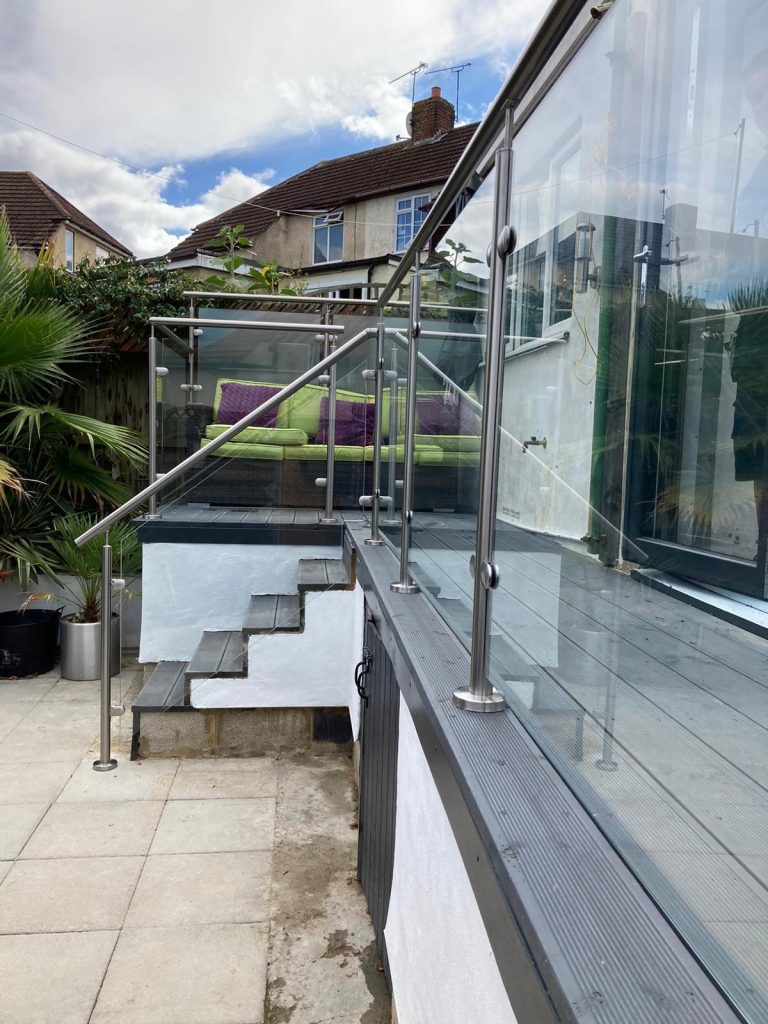 outside glass balustrade stairs