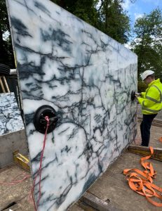 slabs of blue ice quartzite
